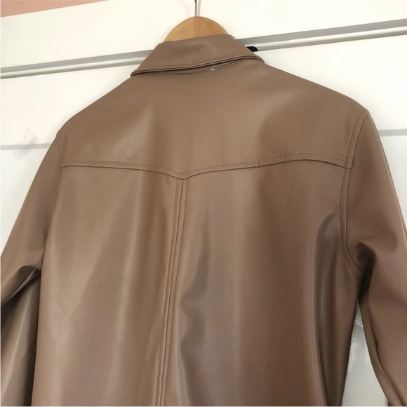 Easel Women’s Faux Leather Duster Shirt Jacket Shacket Small Boho Trench Coat - Picture 10 of 16